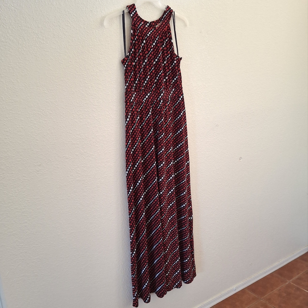 Banana Republic Small Polka Dot Maxi Dress Tank A-line Red White Blue Navy - Picture 3 of 5